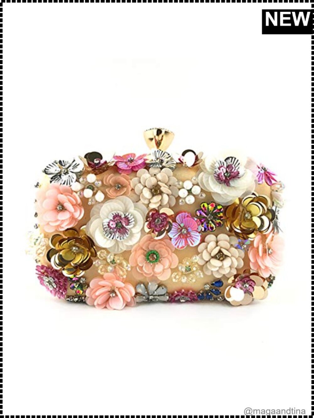Lanpet 3D Flower Evening Clutch with Chain Strap Wristlet Women's Party Bag